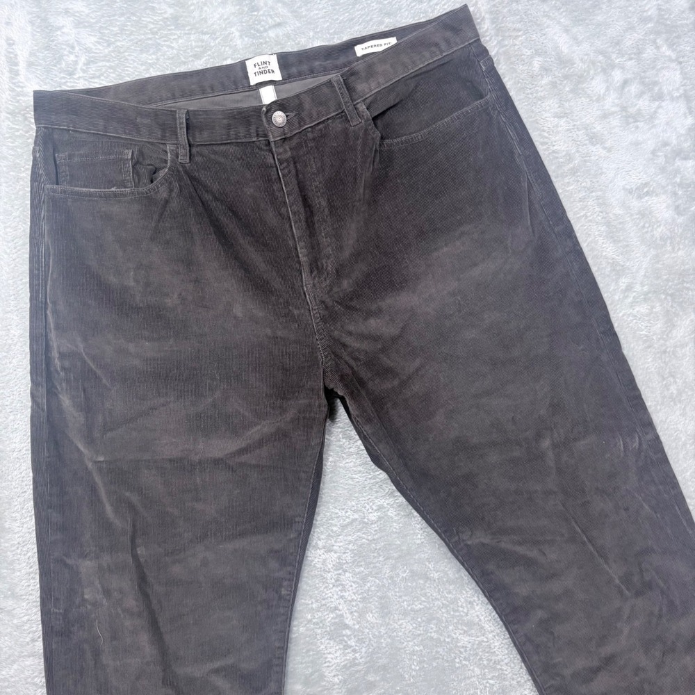 Flint and Tinder Corduroy Pants Mens 38x34 Dark Gray Tapered Fit Stretch Cotton
